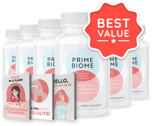PrimeBiome 6 bottle package with free bonuses